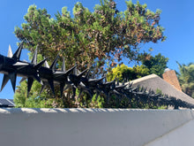 Load image into Gallery viewer, single row rotating spikes, Star rotating spikes, wall spikes, most effective anti-climb wall spikes, security spike, protect your home, secure your home business, security south africa, Spike-it security, Rola spikes, Star Spikes, rotating security spikes, wall spikes, vibracrete spikes, brick wall spikes,