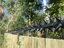 Load image into Gallery viewer, single row rotating spikes, Star rotating spikes, wall spikes, most effective anti-climb wall spikes, security spike, protect your home, secure your home business, security south africa, Spike-it security, Rola spikes, Star Spikes, rotating security spikes, wall spikes, vibracrete spikes, brick wall spikes,